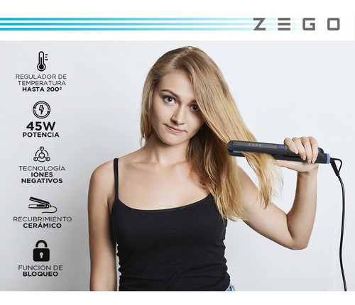 Imagen 2 de 8 de Planchita De Pelo Zego Ceramica Funcion Ion 110v/240v