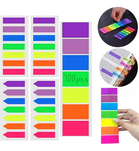 700 Piezas Notas Adhesivas, Tipo Post-it, 7 Colores, 5set