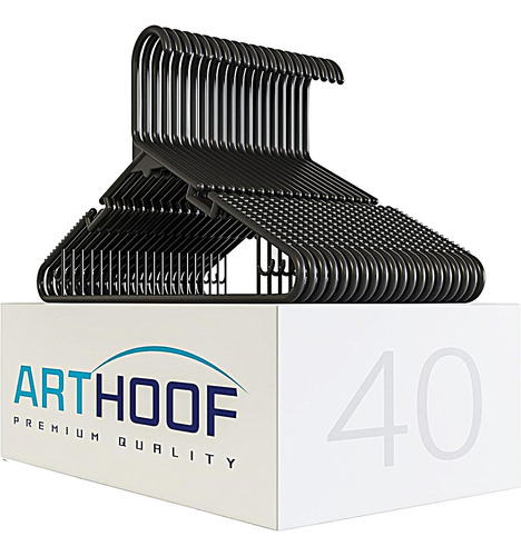 Art Hoof 40 Ganchos Ropa Adultos Color Negro Ganchos Premium