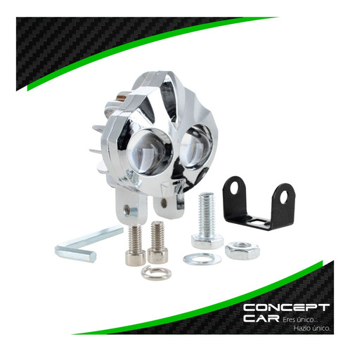 Par Faro Auxiliar Lupa Led Moto Cromado Flama Bicolor 12-24f