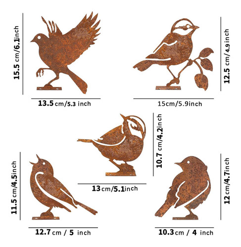 5 Decoraciones De Pájaros Oxidados, Decoración Estilo A