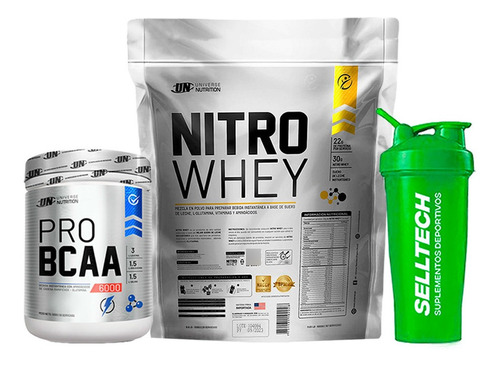 Un Nitro Whey 3kg Chocolate+pro Bcaa 6000 500gr Naranja