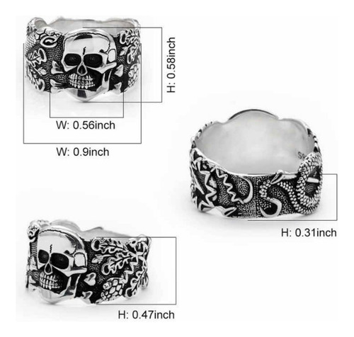 Anillo Calavera Plata 925 Numero 10 Punk Rock