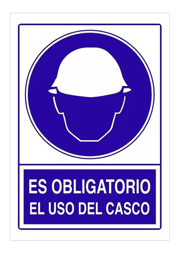 Señaletica Cartel Adhesivo Uso Obligatorio De Casco 20x30cm