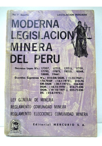 Moderna Legislación Minera Del Perú (1973) Mercurio Peruano