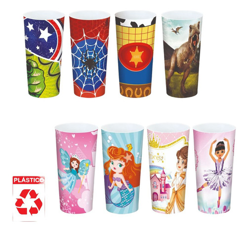 Kit 10 Copo 350ml Infantil Temas Aniversário Lembrancinhas