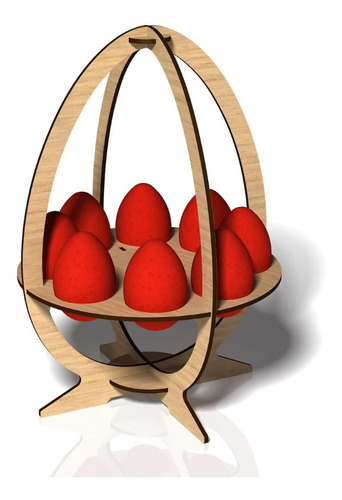 Cesta Porta Huevos Madera De Pascua Ovalada