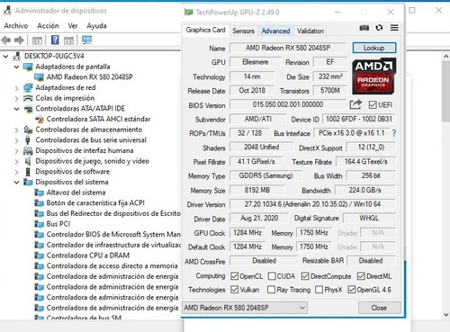 Tarjeta Gráfica Video 256 Bit, Gddr5 8gb Rx580 Original