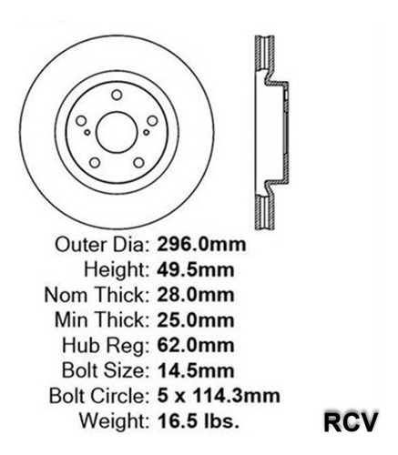 Disco Frenos Der/izq Delantera Para Toyota Camry Se V6 2012