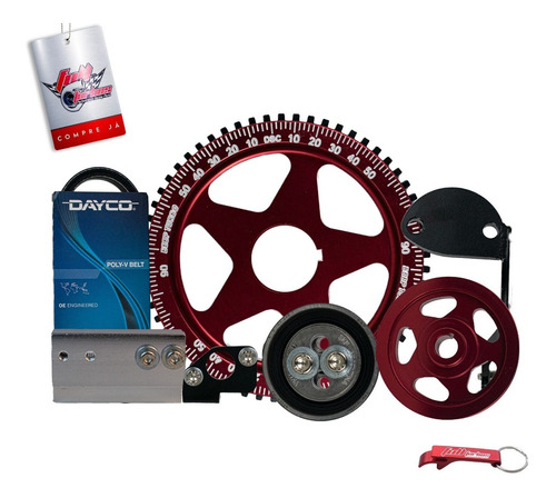 Kit Polia Fusca Vw Ar Poli-v 4pk Roda Fônica -verm. C/sensor