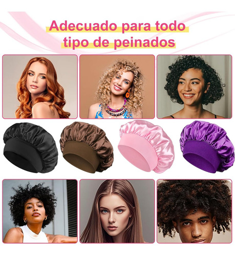 4pcs Gorro Y Antifaz Dormir De Satín Para Dormir Y Proteger Negro