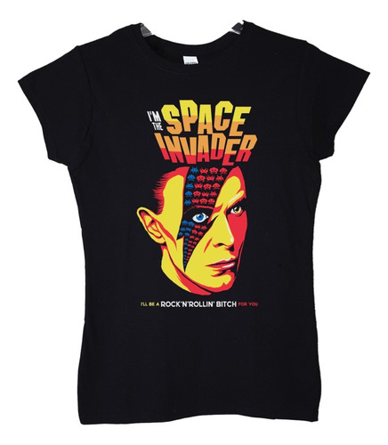 Polera Mujer David Bowie Space Invader Pop Abominatron