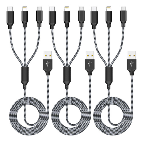 Cable Cargador Multiple 3 Carga 4 Pie Usb 1 Telefono Coector