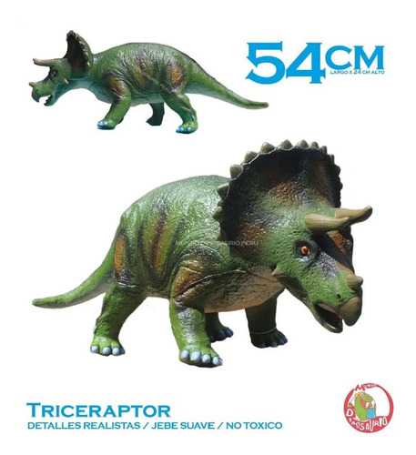 Imagen 1 de 4 de Dinosaurio Grande Realista Jebe Suave - Triceratops Jurassic