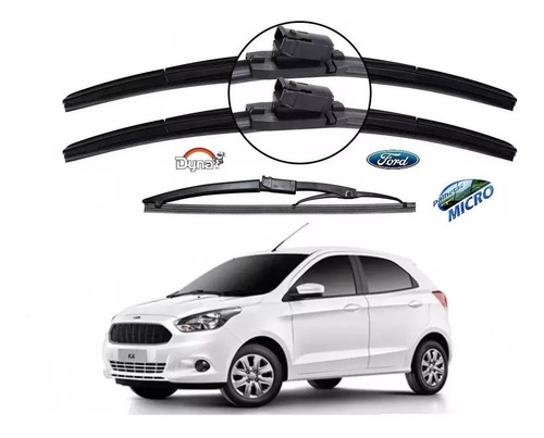 Kit Palheta Ford Novo Ka 2014 2015 2016 2017 Bosch Aerotwin