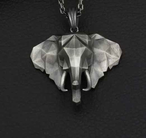 Imagen 7 de 9 de Collar 2 Capas Con Colgante Elefante 3d Acero Quiúrgico