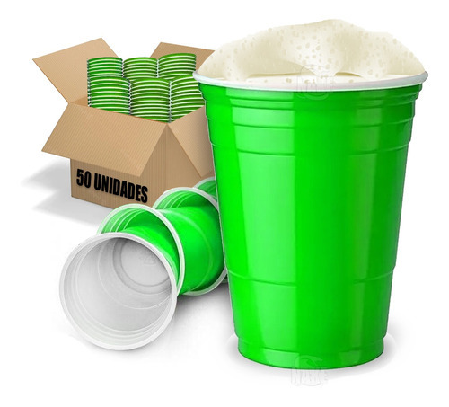 Copo Americano 50un Beer Pong Red Cup Cor Verde Brilhante