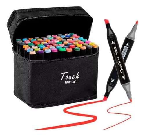 Fibrones Marcadores Plumones X 80 Doble Punta Marca Touch
