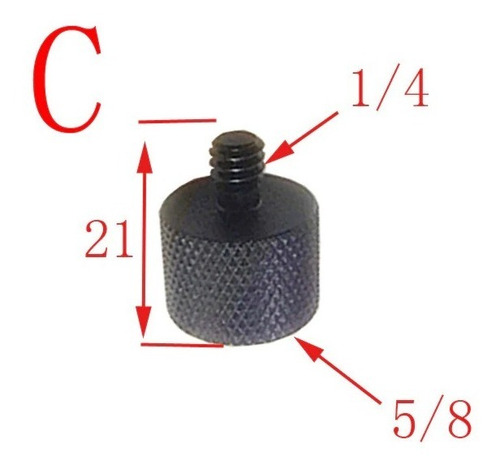 Imagem 4 de 4 de Parafuso Adaptador Microfone Femea 5/8 P/ Macho 1/4 21mm