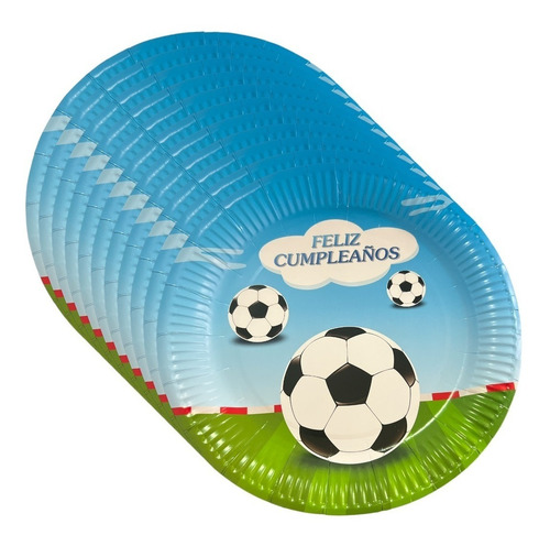 Pack 10 Platos Desechables Decoración Cumpleaños Futbol 23cm