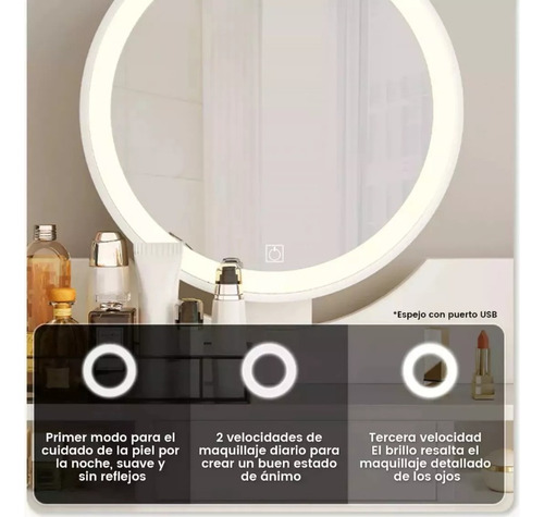 Tocadores Modernos Tocador Con Espejo Led 100cm Con 3 Cajone