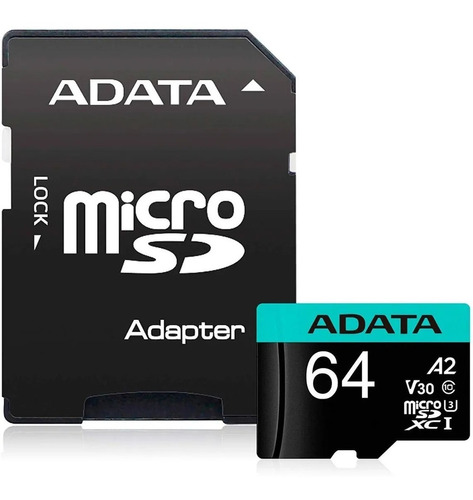 Tarjeta De Memoria Adata Ausdx64gui3v30sa2-ra1 Premier Pro Con Adaptador Sd 64gb