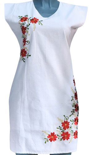 Vestido Rosita Blanco/lino Fino/productos Regionalesyr