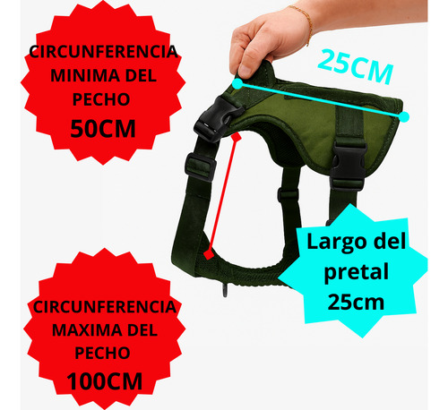 Arnes Para Perro- Pechera Pretal Antitirones Reforzado Verde Musgo L Cazador