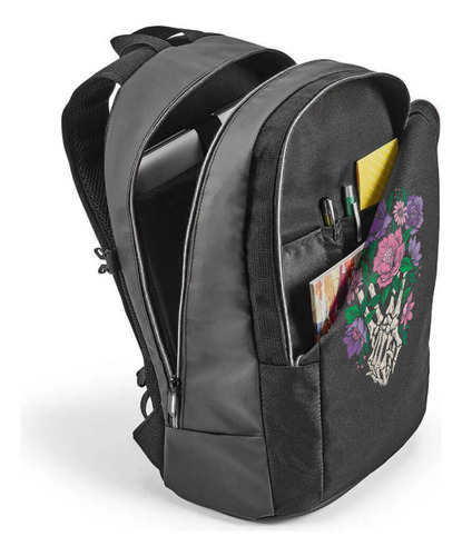 Mochila Para Notebook 17 Polegada Esqueleto E Flores