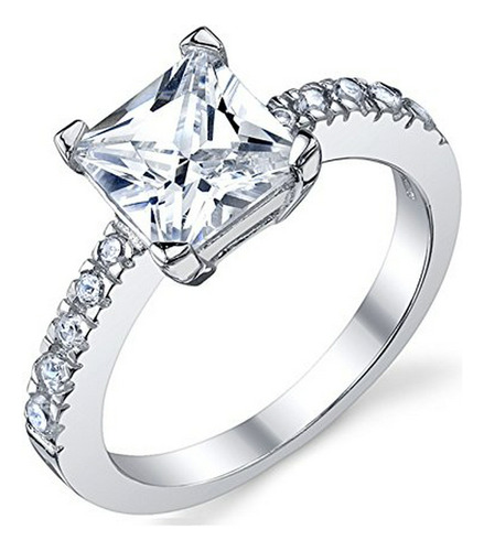 Anillo De Compromiso Princess Cut De 1.25 Ct En Plata 925