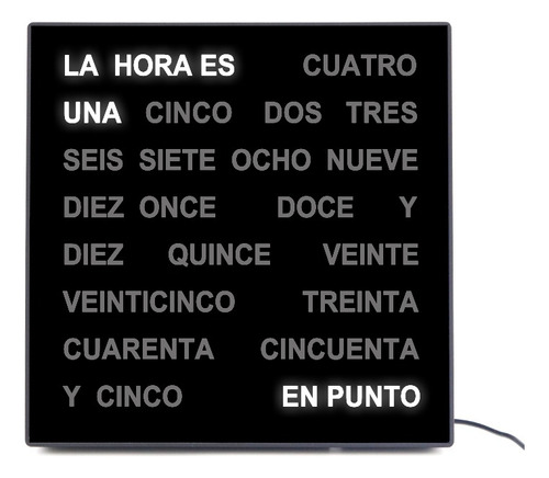 Reloj De Pared Letras Palabras Cifras Escritas Led Acrilico