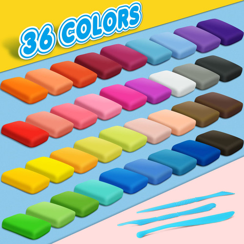 Arcilla Mágica Essenson Air Dry Clay, 36 Colores, Con Herram