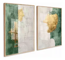 Comprar Quadros Decorativos Abstrato Verde E Dourado Com Vidro 60x80