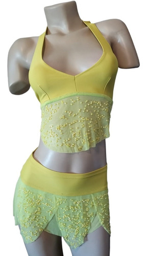 Conjunto Micro Mini Falda Y Top Edén 217-117 Ocre - Fun*