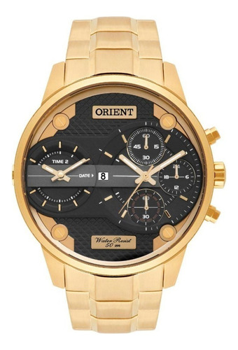 Relógio Orient Masculino Dual Time Aço Dourado Mgsst001 P1kx