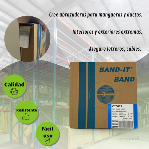 1 Rollo Fleje De Acero Inoxidable Band-it 201 De 3/4 Pulgada