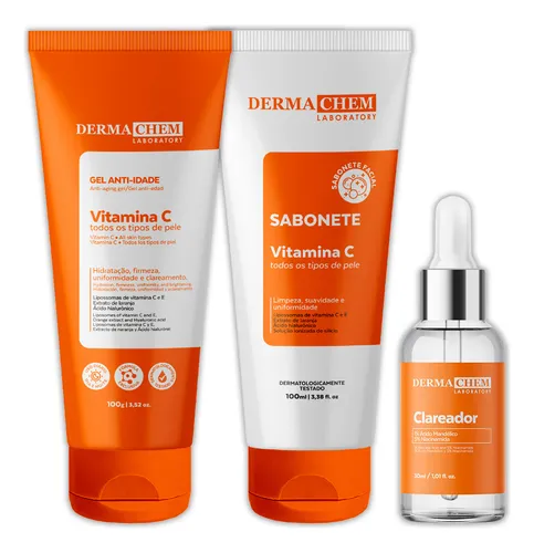Dermachem Kit Skincare Vitamina C Anti-idade E Clareador