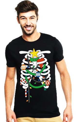 Playera Esqueleto Decorado Navidad Diseño 963 Playera Beloma