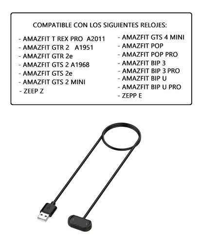 Cargador Compatible Amazfit Gtr2 Gts2 E Bip U Pop T Rex Pro