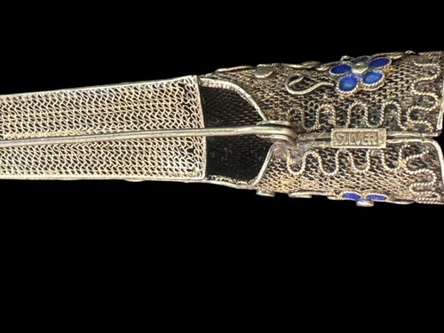 Broche Original Antiguo Plata Firmada Gemas Y Esmalte (Usado)