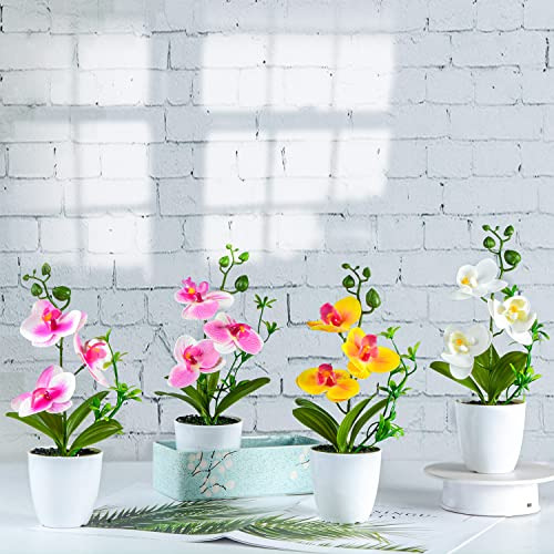 Xonor 4pcs Flores De Orquídea Artificial Mini Orquídeas Fals