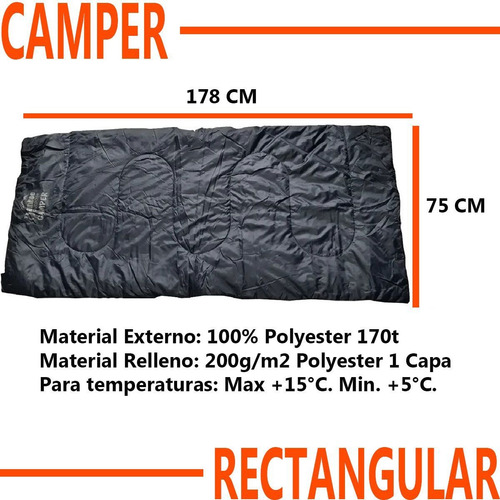 Imagen 2 de 6 de Bolsa De Dormir Bamboo Camper Max +15°c. Min. +5°c Carpa