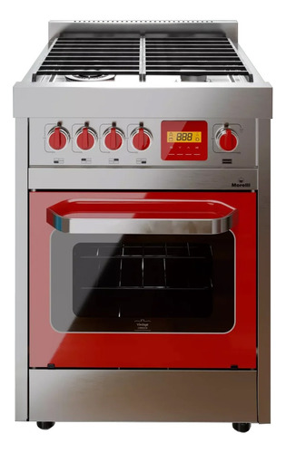 Cocina Morelli Vintage Touch 600 Gas/eléctrica Roja P. Visor