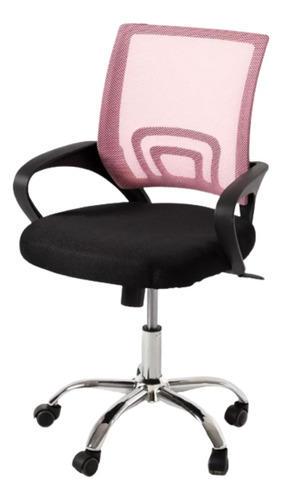 Silla Respaldo Bajo Tela Mesh Rosa Pc Escritorio