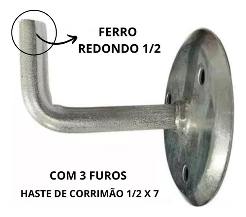 10 Peças Gancho Suporte Haste 1/2 X 7 Para Fixar Corrimão