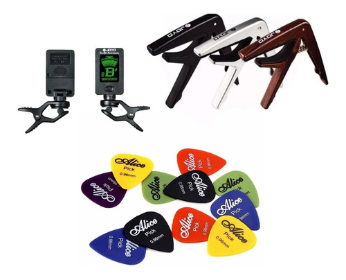 Kit Guitarra Joyo Capo Afinador Con 10 Puas  Envio Gratis 