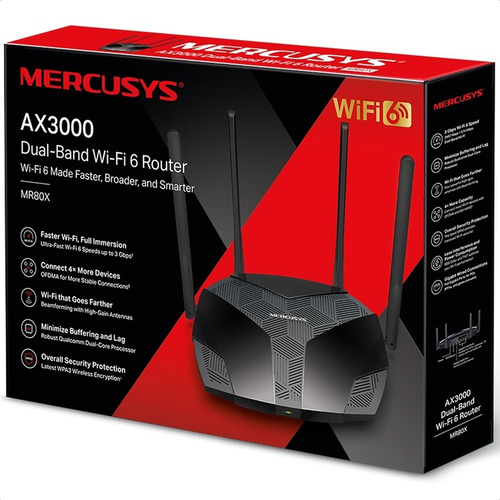 Router Inalambrico Mercusys Mr80x Ax3000 Wi-fi 6 Doble Banda