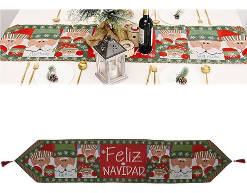 Mantel Camino De Mesa Navideños Nieve Bordado Navidad Cocina