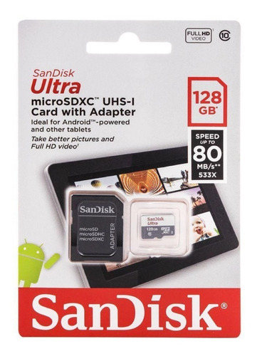 Tarjeta de memoria SanDisk SDSQUNS-128G-GN6TA Ultra con adaptador SD 128GB