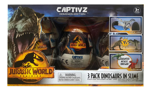 Jurassic World Captivz Dominion Dinosaurios En Slime 3 Pack
